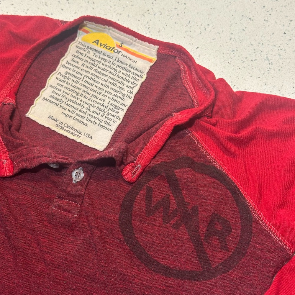 Rare Aviator Nation baseball tee / WAR IS NOT THE ANSWER text & graphic - Picture 10 of 15